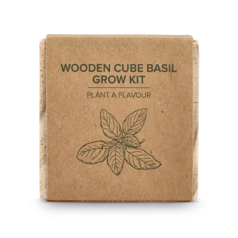 Zestaw drewnianych doniczek FSC – bazylia - naturalny-t (LT94573-N0094)