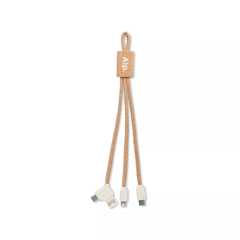 Kabel do ładowania 3 w 1 w korkowej obudowie CABIE - Bezowy (MO6812-13)