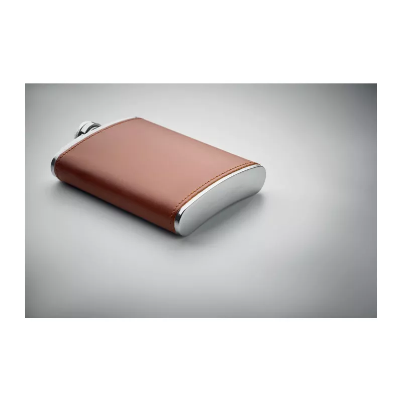 Piersiówka stalowa 200 ml w etui SLIMMY - Brazowy (MO2629-01)