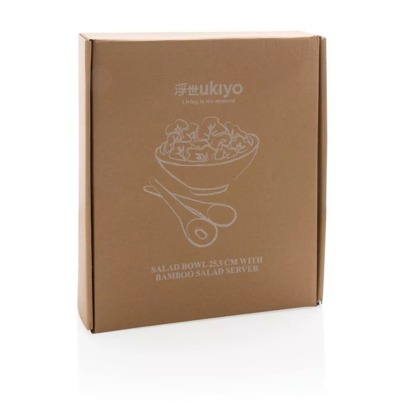 Miska do sałatki Ukiyo, bambusowe sztućce - biały, czarny (P263.091)