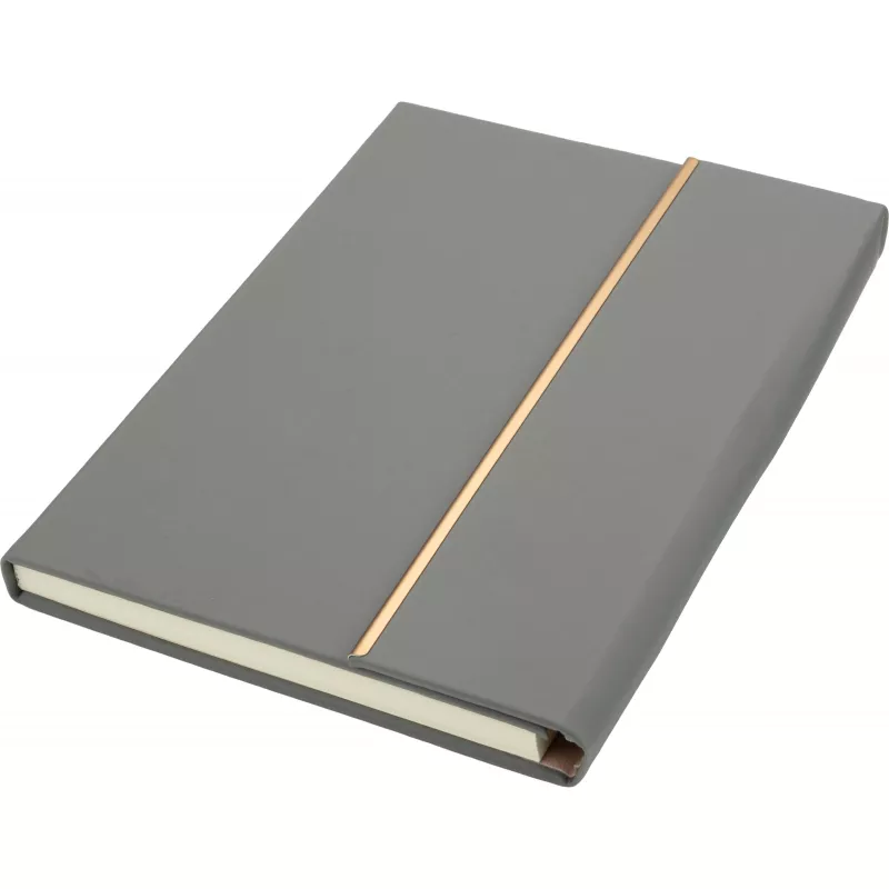 Notatnik A5 ze skóry z recyklingu, w linie z długopisem metalowym CrisMa MAGGIE - ciemnoszary (2476377)