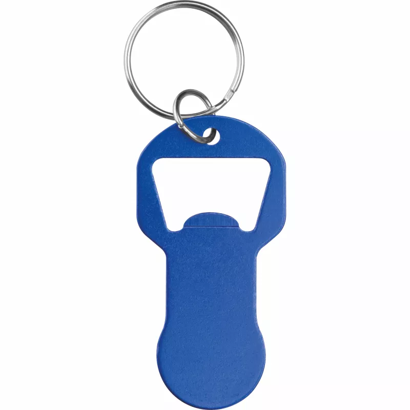 Brelok z otwieraczem do butelek i żetonem do wózka z aluminium z recyklingu OLIWIER - white (9544504)