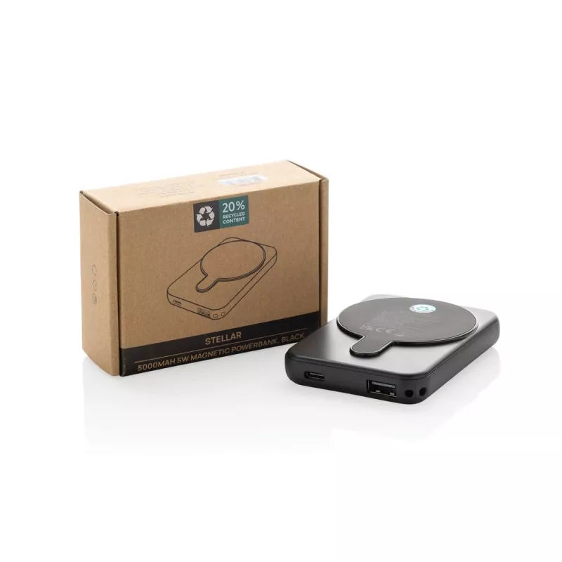 Magnetyczny bezprzewodowy power bank 5000 mAh, 5W Stellar - czarny (P322.5901)