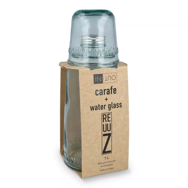 Zestaw do napojów z recyklingowanego szkła InSideOut ReuuZ 1 l - transparentny (LT57014-N0004)