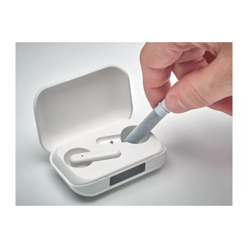 Długopis z czyścikiem do słuchawek KLEEN SET - Bialy (MO2388-06)