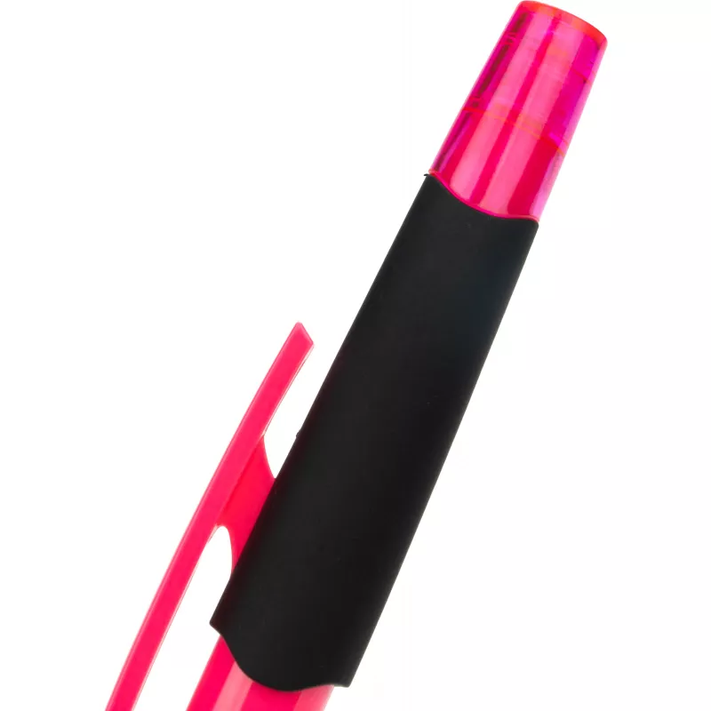 Długopis plastikowy z zakreślaczem touch pen EMMETT - różowy (1096511)