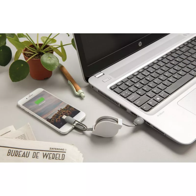 Zwijany kabel do ładowania i synchronizacji 3 w 1 - biały (P302.223)