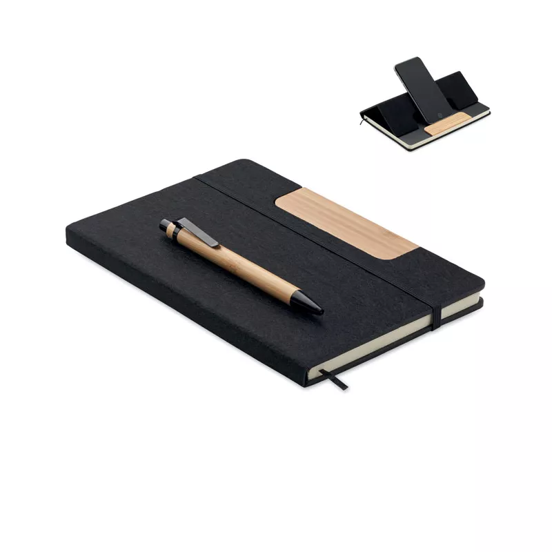 Notes A5 80 kartek w linię z długopisem NOTEMIX - Czarny (MO2390-03)