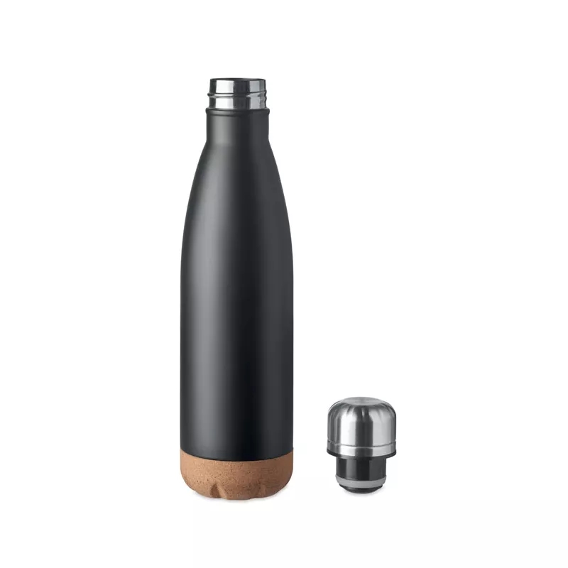 Butelka termiczna z korkową podstawą 500 ml ASPEN CORK - Czarny (MO6313-03)