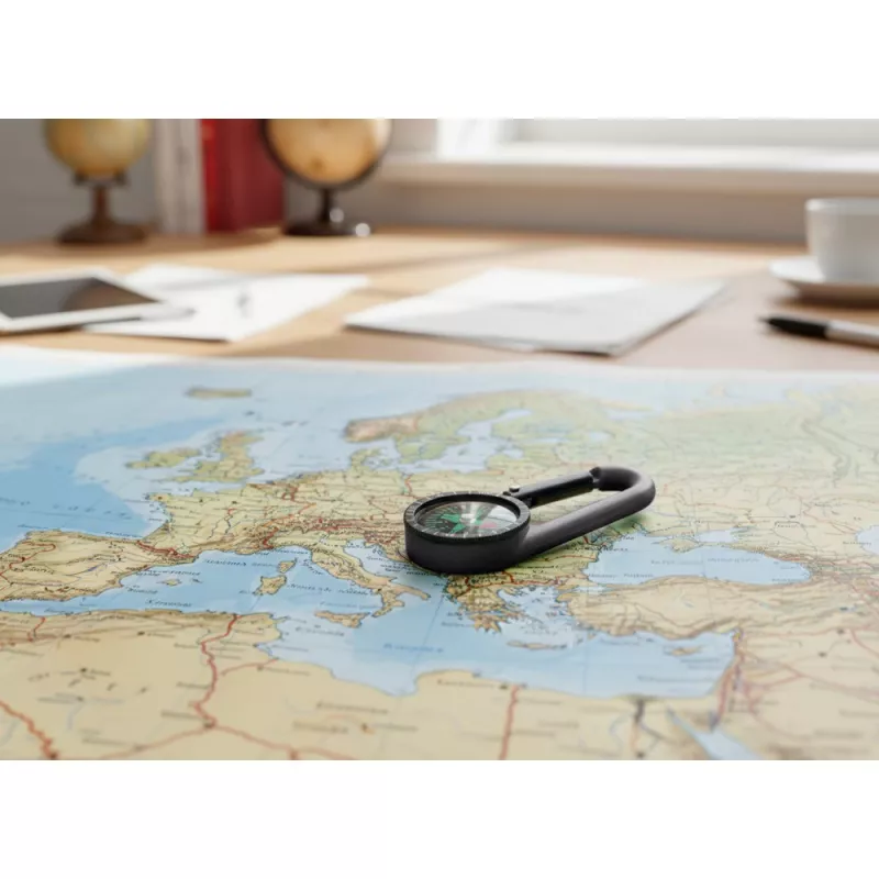 Kompas z karabińczykiem - czarny (V8682-03)