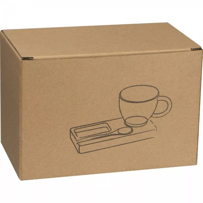 Taca z łyżeczką i szklanym kubkiem 150 ml ROSA - beżowy (8235913)