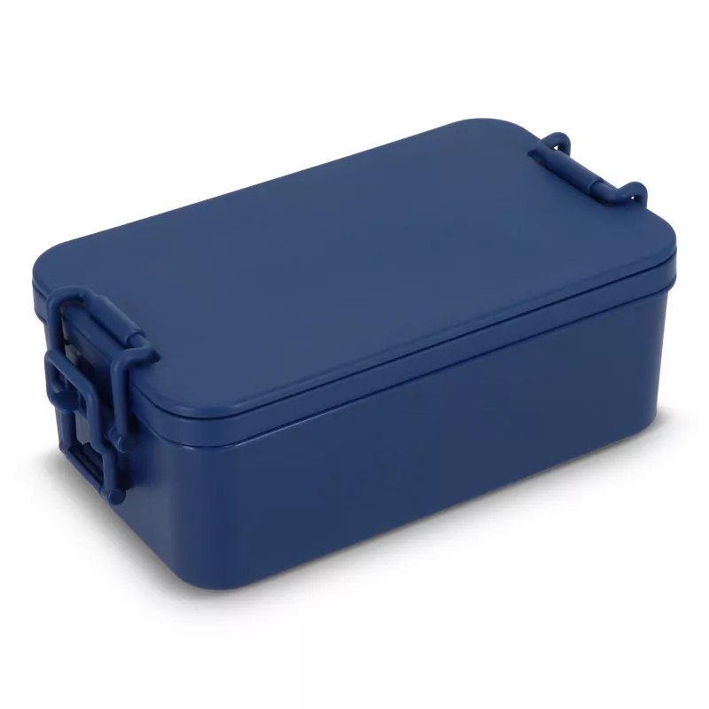 Dwupoziomowe pudełko na lunch z sztućcami - ciemnoniebieski (LT90426-N0010)