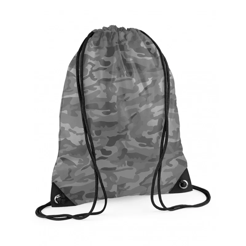 Reklamowy plecak na sznurkach  poliestrowy BagBase BG10, 34 x 45 cm - Arctic Camo (BG10-ARCTIC CAMO)