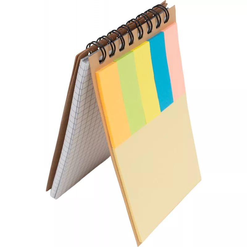 Notatnik w kratkę z karteczkami do markowania MANLIO - brązowy (2058301)