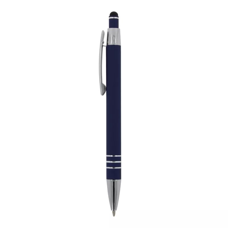 Długopis metalowy gumowany z touch penem Athens - ciemnoniebieski (LT87781-N0010)