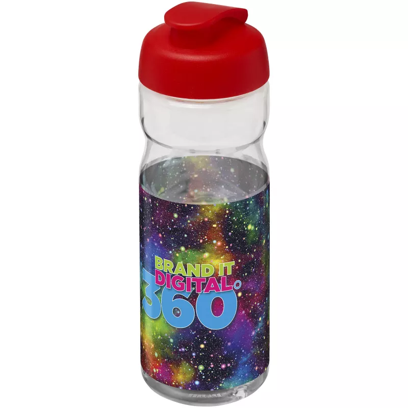 Bidon H2O Base® o pojemności 650 ml z wieczkiem zaciskowym - Czerwony-Przezroczysty (21004503)