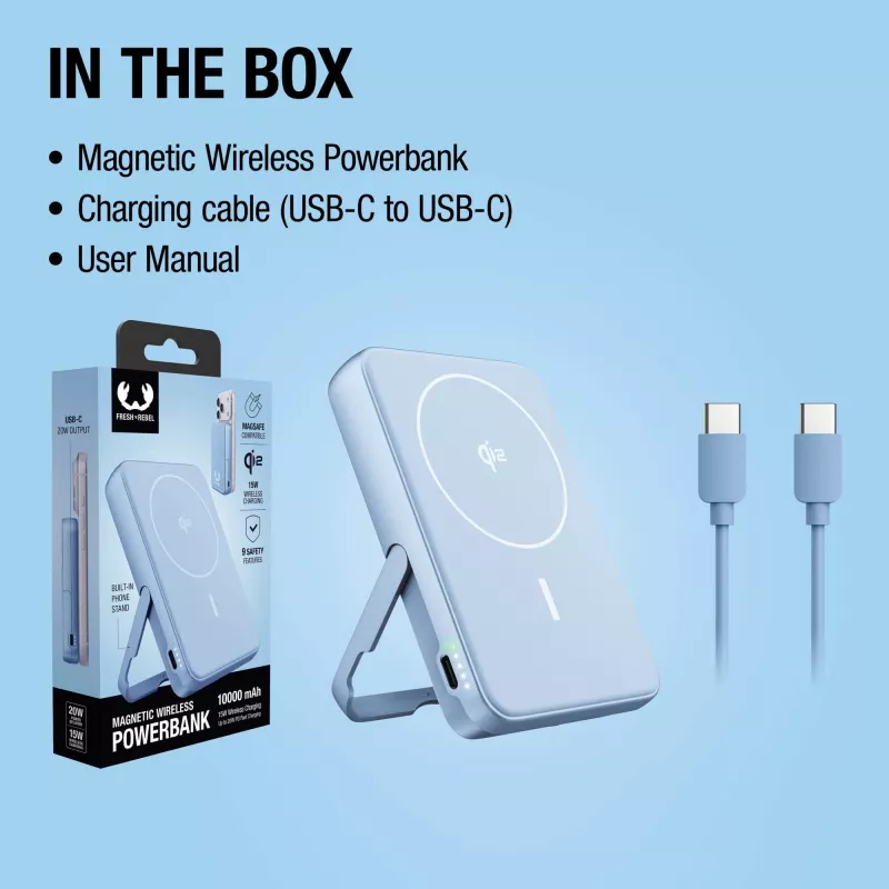 Fresh 'n Rebel Powerbank bezprzewodowy 10000 mAh kompatybilny z MagSafe - jasnoniebieski (LT49745-N0012)