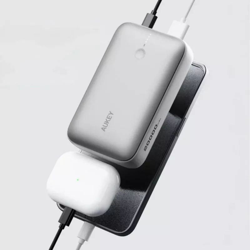 Power bank 20000 mAh Aukey - srebrny (VAM14-32)