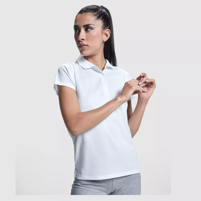 Damska sportowa koszulka polo z poliestru 150 g/m² ROLY MONZHA WOMAN 0410 - Biały (R0410-WHITE)