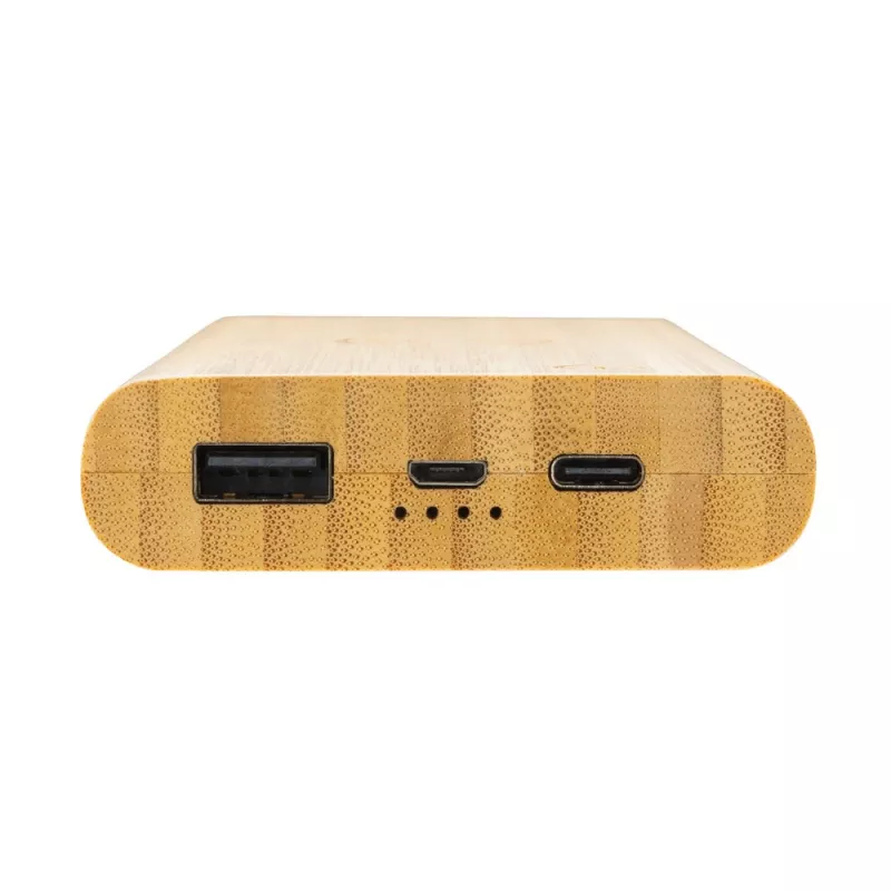 Bambusowy, bezprzewodowy power bank 8000 mAh, ładowarka bezprzewodowa 5W - brązowy (P322.359)