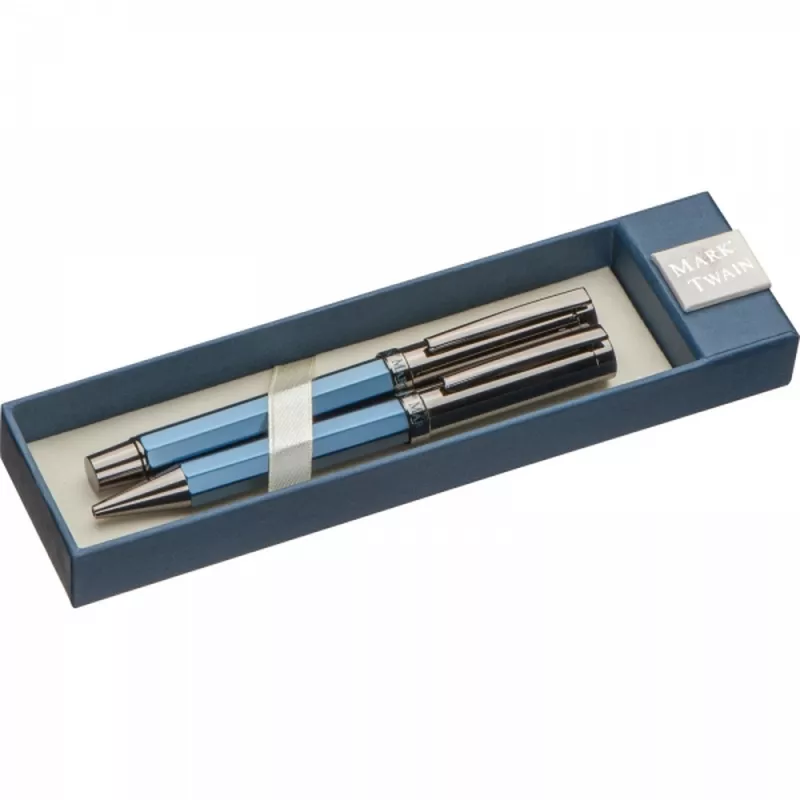 Zestaw piśmienny długopis i pióro kulkowe Mark Twain CHRISTIAN - granatowy (1390344)