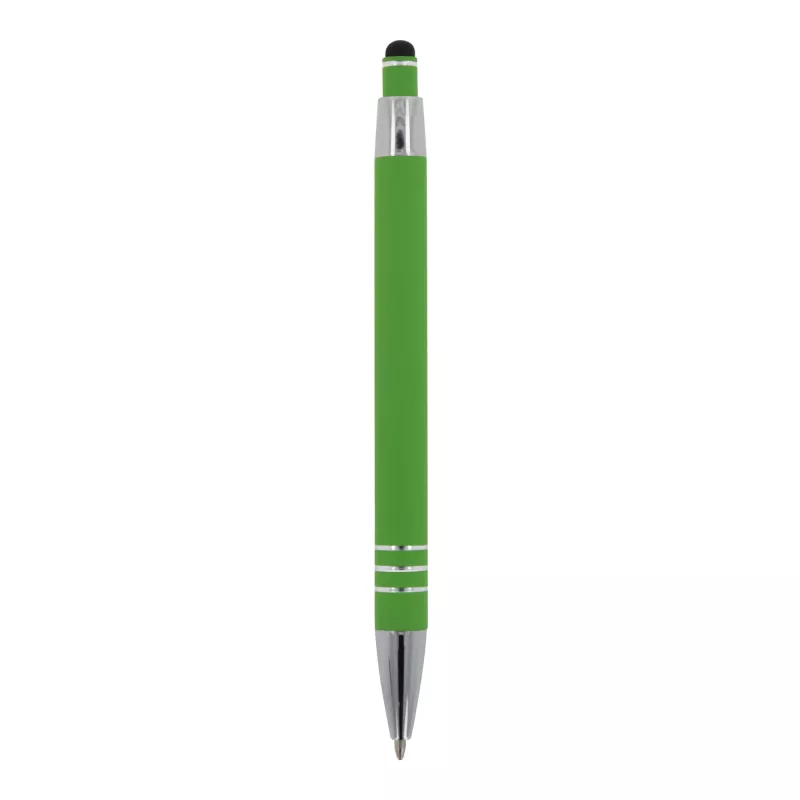 Długopis metalowy gumowany z touch penem Athens - jasnozielony (LT87781-N0032)