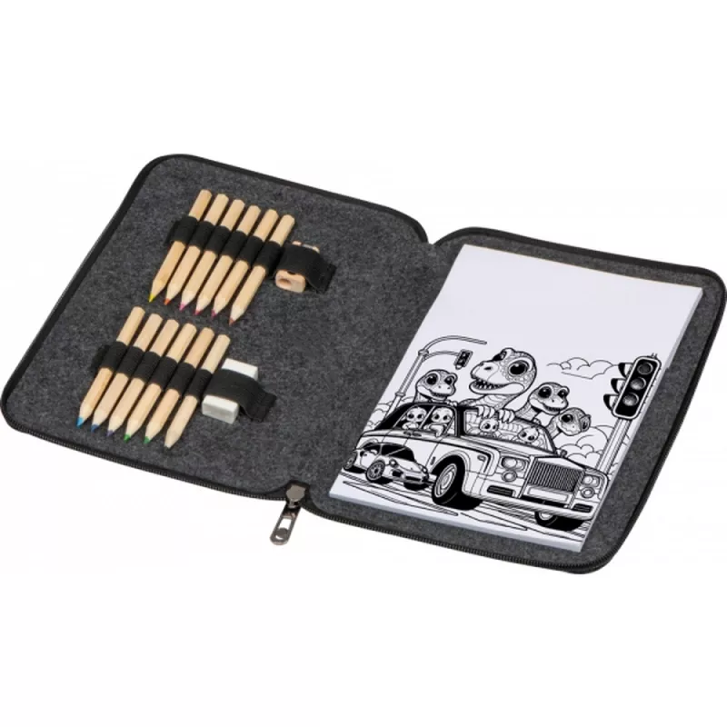 Kolorowanka z kredkami drewnianymi 12 kolorów FRITZ - ciemnoszary (2437877)