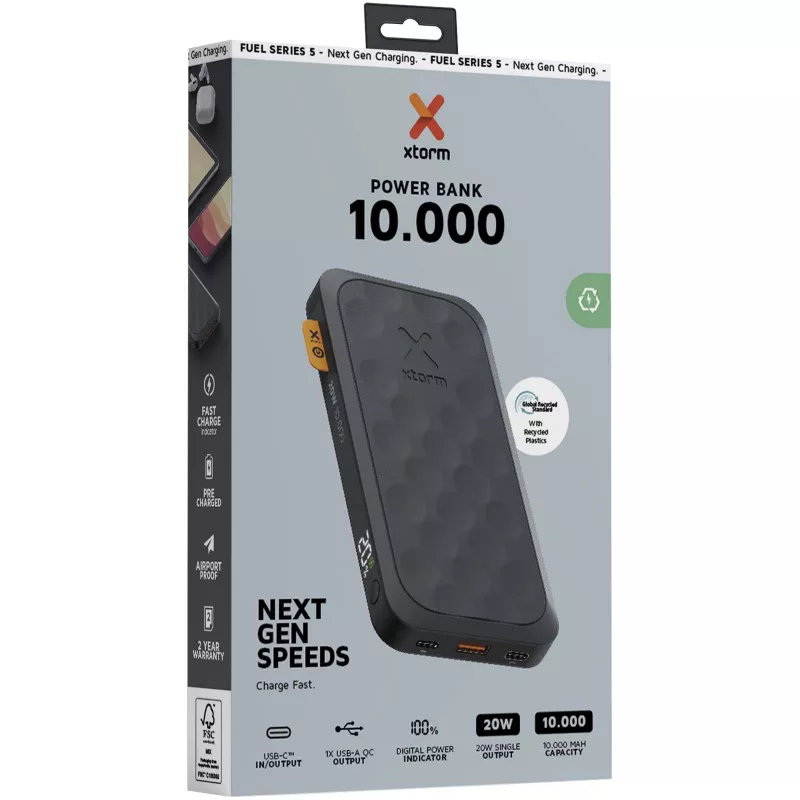 Seria Xtorm FS510 Fuel powerbank o pojemności 10 000 mAh i mocy 20 W - Czarny midnight (12439890)