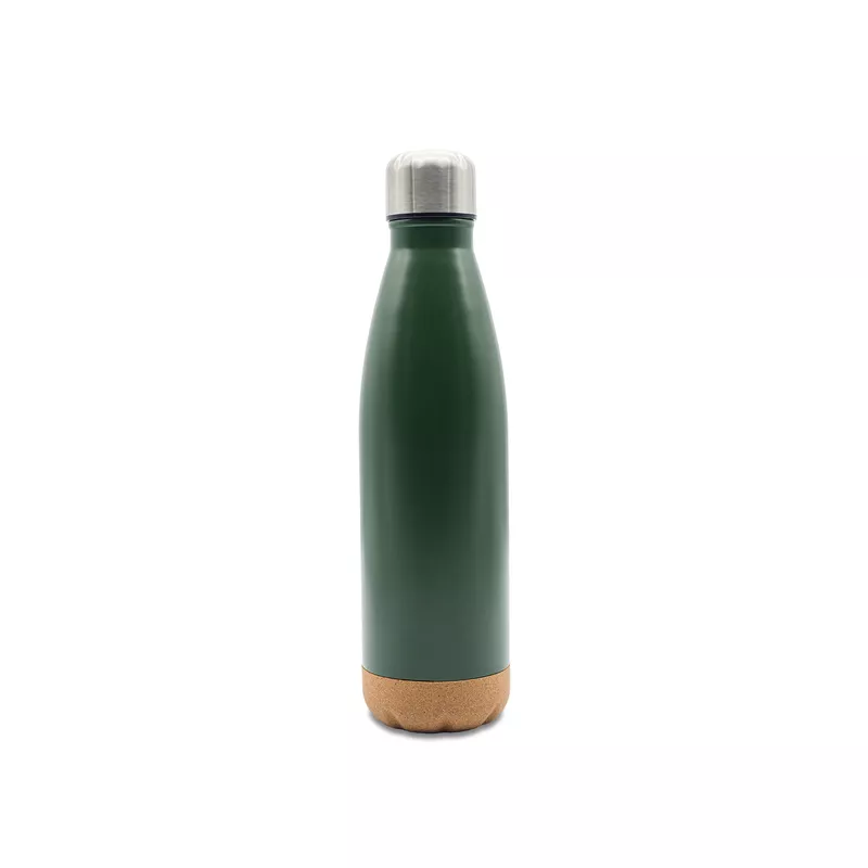 Butelka reklamowa próżniowa z korkowym spodem Jowi 500 ml - ciemny zielony (R08445.51)