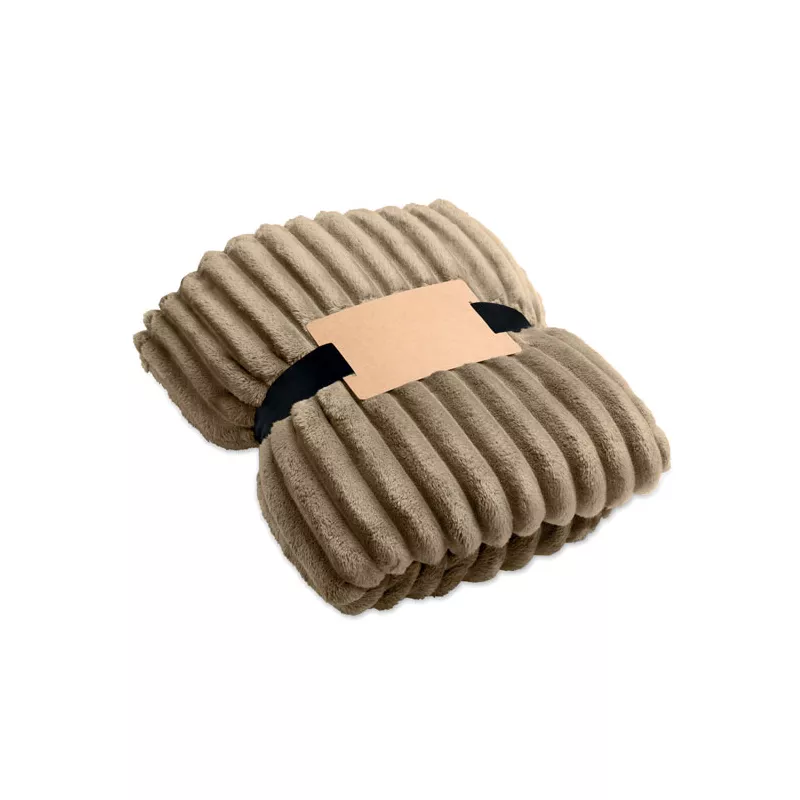 Koc polarowy RPET w paski 130x170 cm 450 g/m² NIEVE - Khaki (MO3184-39)