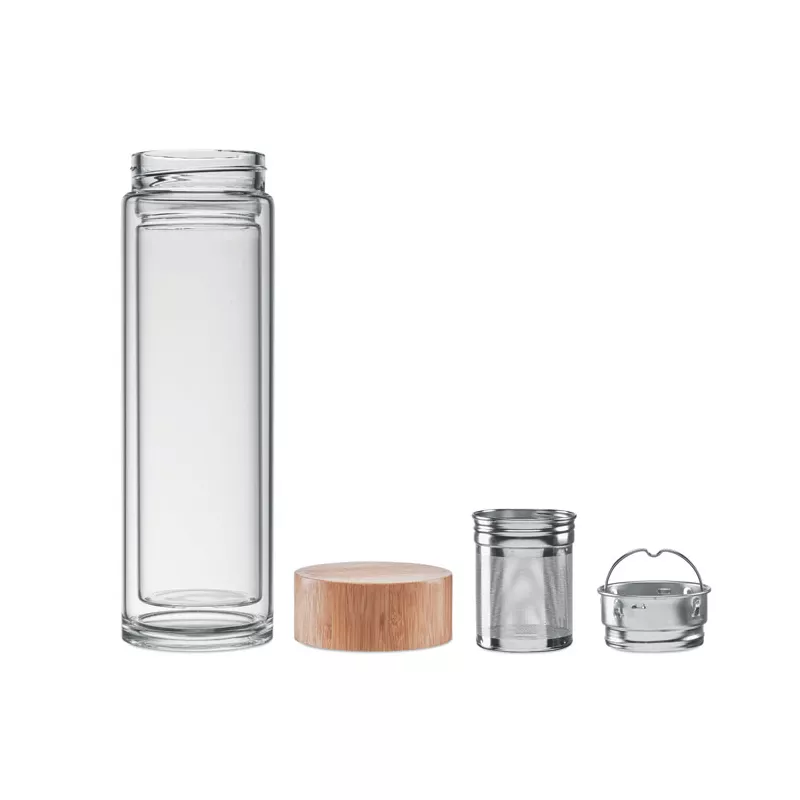 Butelka szklana dwuścienna 400 ml BATUMI GLASS - Przezroczysty (MO9420-22)