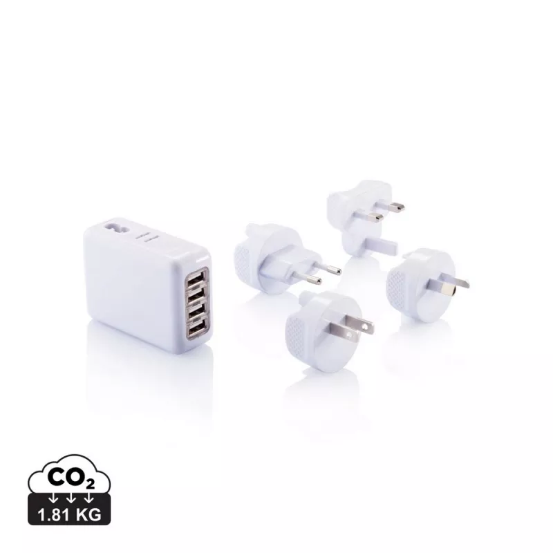 Uniwersalna ładowarka, adapter podróżny - biały (P820.373)