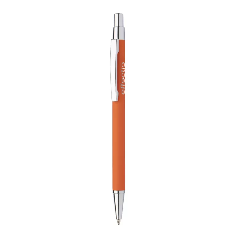 Długopis metalowy z lustrzanym grawerem Chromy - pomarańcz (AP845173-03)