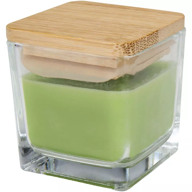 Ambra kwadratowa świeca w szkle z bambusową pokrywką - Oasis Green (12635461)