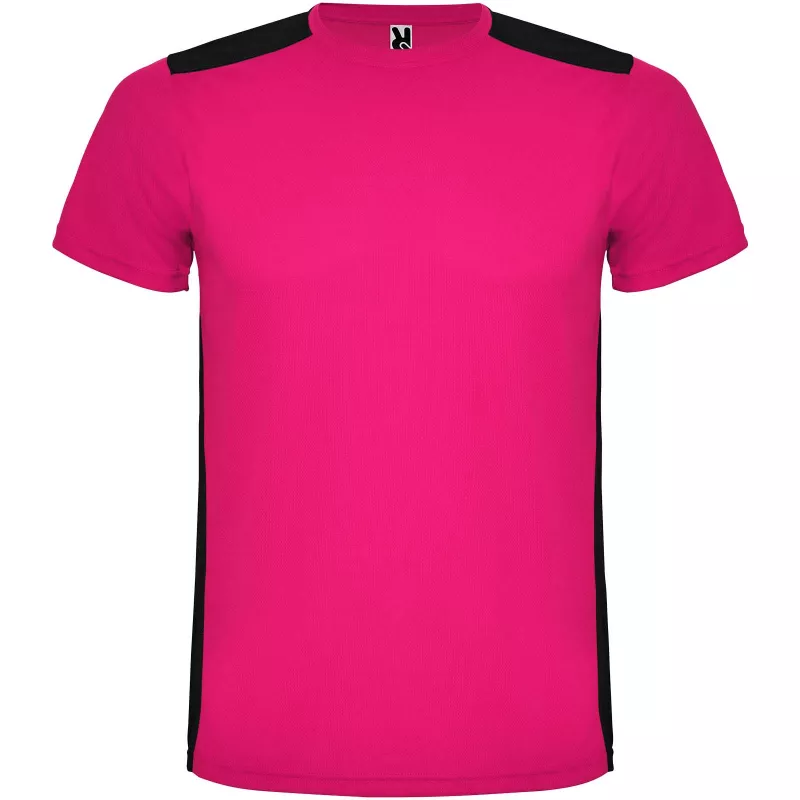 Detroit sportowa koszulka unisex z krótkim rękawem - Czarny-Fuksja (R6652-BLACK-FUCHSIA)
