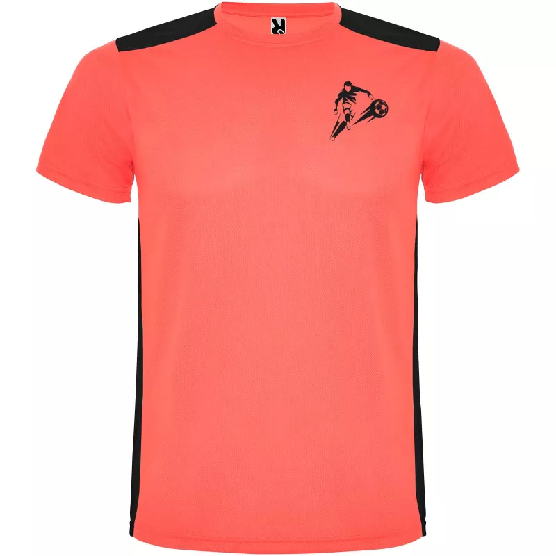 Detroit sportowa koszulka dziecięca z krótkim rękawem - Czarny-Fluor Coral (K6652-BLACK-FLUCORAL)