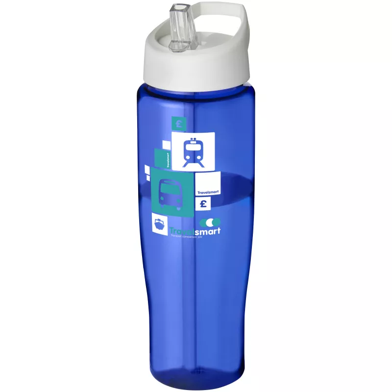 Bidon H2O Tempo® o pojemności 700 ml z wieczkiem z słomką - Biały-Niebieski (21004411)