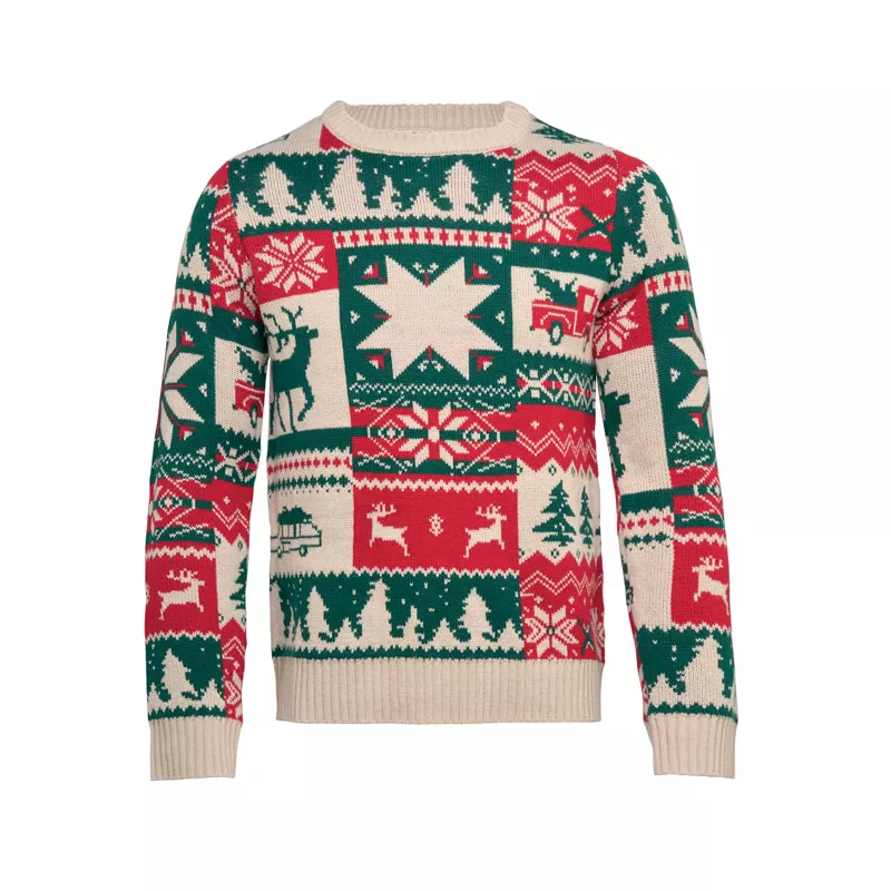 Sweter świąteczny z akrylu S-M SHIMIS - Bezowy (CX1601-13)