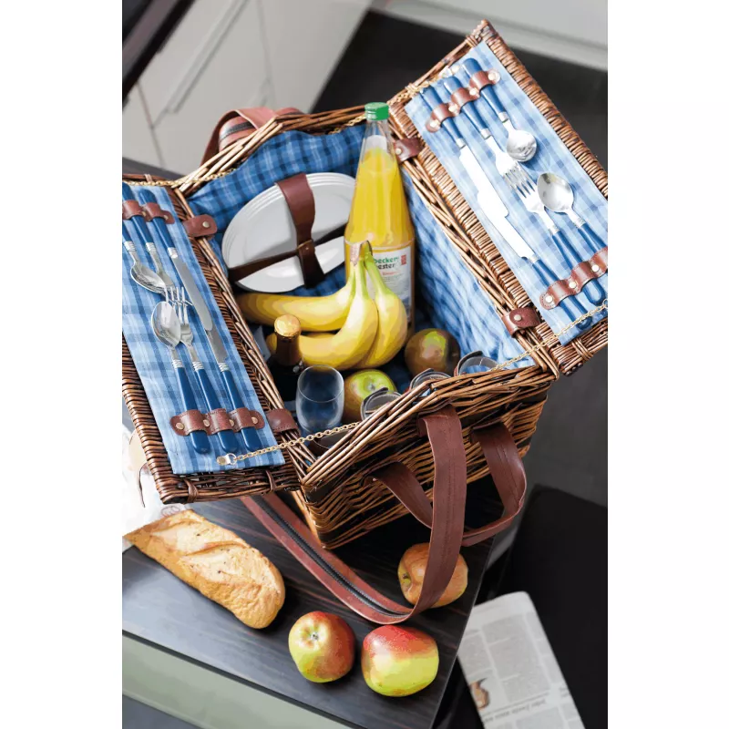 Wiklinowy kosz piknikowy - niebieski (56-0604032)