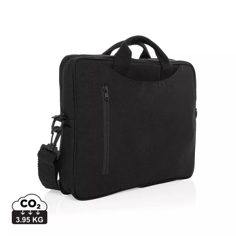 Torba na laptopa 15,4" AWARE™ Laluka, bawełna z recyklingu - czarny (P732.111)