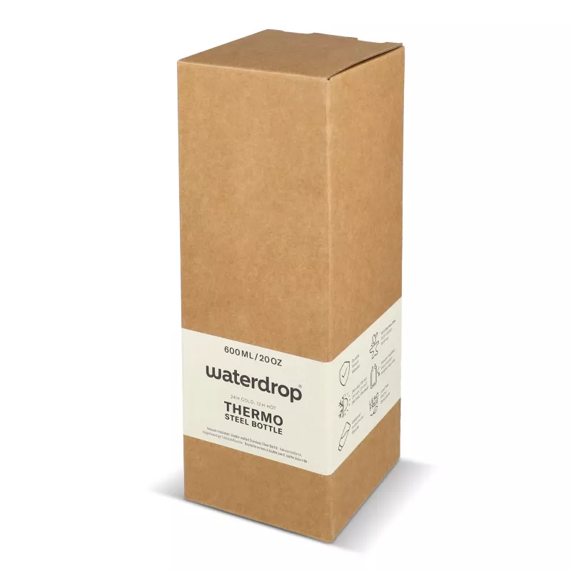 Butelka ze stali nierdzewnej Waterdrop z bambusową nakrętką 600 ml - biały (LT47002-N0001)