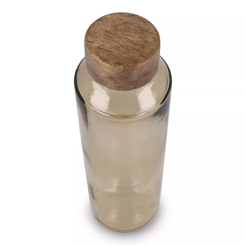 Butelka InSideOut z recyklingowanego szkła ReuuZ z drewnianym korkiem 650 ml - brązowy transparentny (LT57013-N0451)