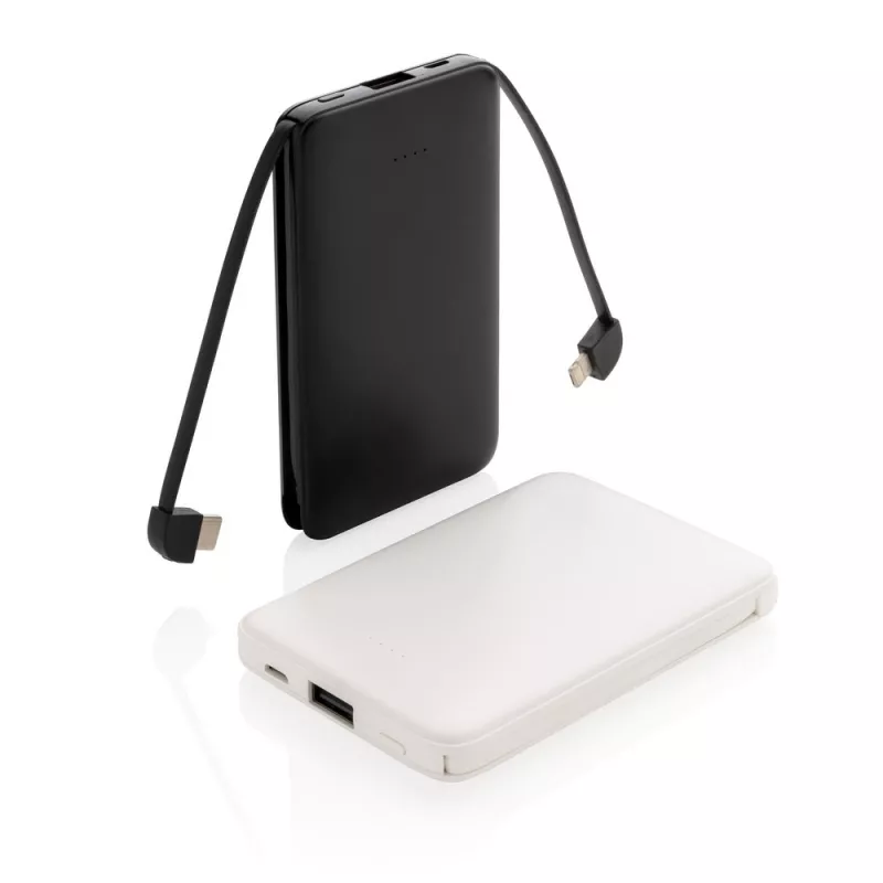 Power bank 5000 mAh, zintegrowany kabel 3 w 1 - czarny (P322.081)