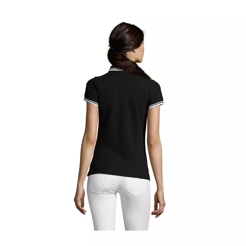 Polo damskie z piki 200 g/m² Sol's PASADENA WOMEN - Negro/Blanco (S00578-BC)