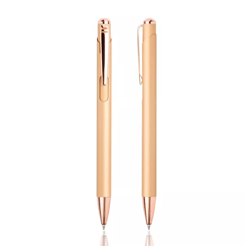 Długopis metalowy z dodatkami w kolorze różowego złota - Złoty (IP13150591)