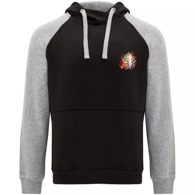 Badet dwukolorowa bluza z kapturem unisex - Czarny-Szary melanż (R1058-BLACK-H_GREY)