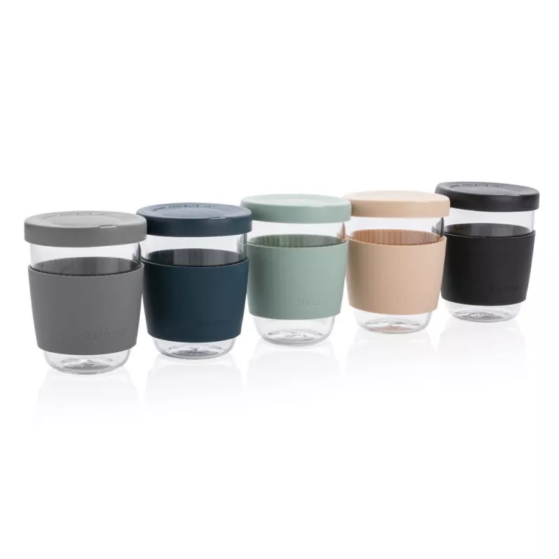 Szklany kubek podróżny Ukiyo 360 ml - szary (P432.702)