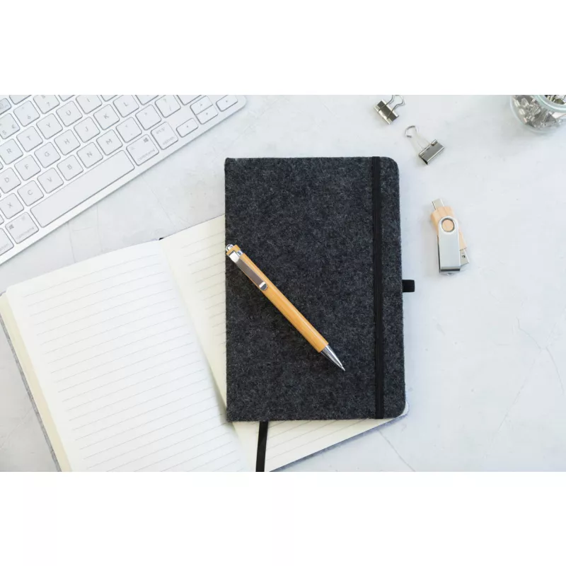 Refelt Note A5 Notes z okładką z filcu RPET - ciemno szary (AP808171-80)