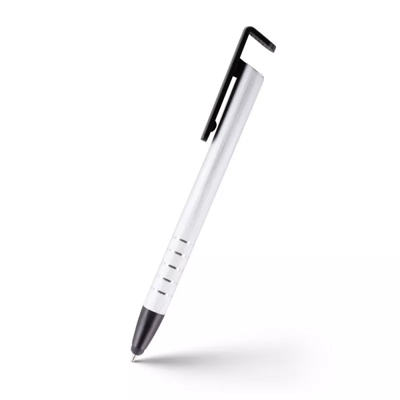 Długopis, touch pen, stojak na telefon | Erran - srebrny (V1816-32)