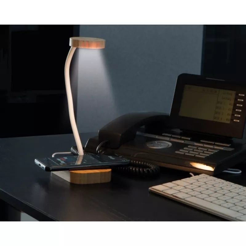 Lampka stojąca z ładowarką indukcyjną TOMSK - beżowy (438713)